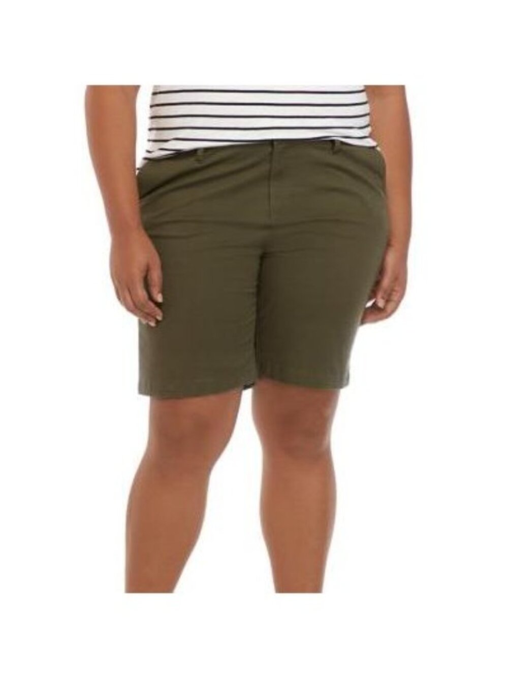 Tommy Hilfiger Womens Plus Knit MIDI Casual Shorts Green Size 24W NWT